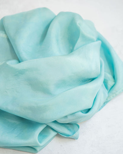 Aqua Silk Scarf – Hand-Dyed Habotai Silk
