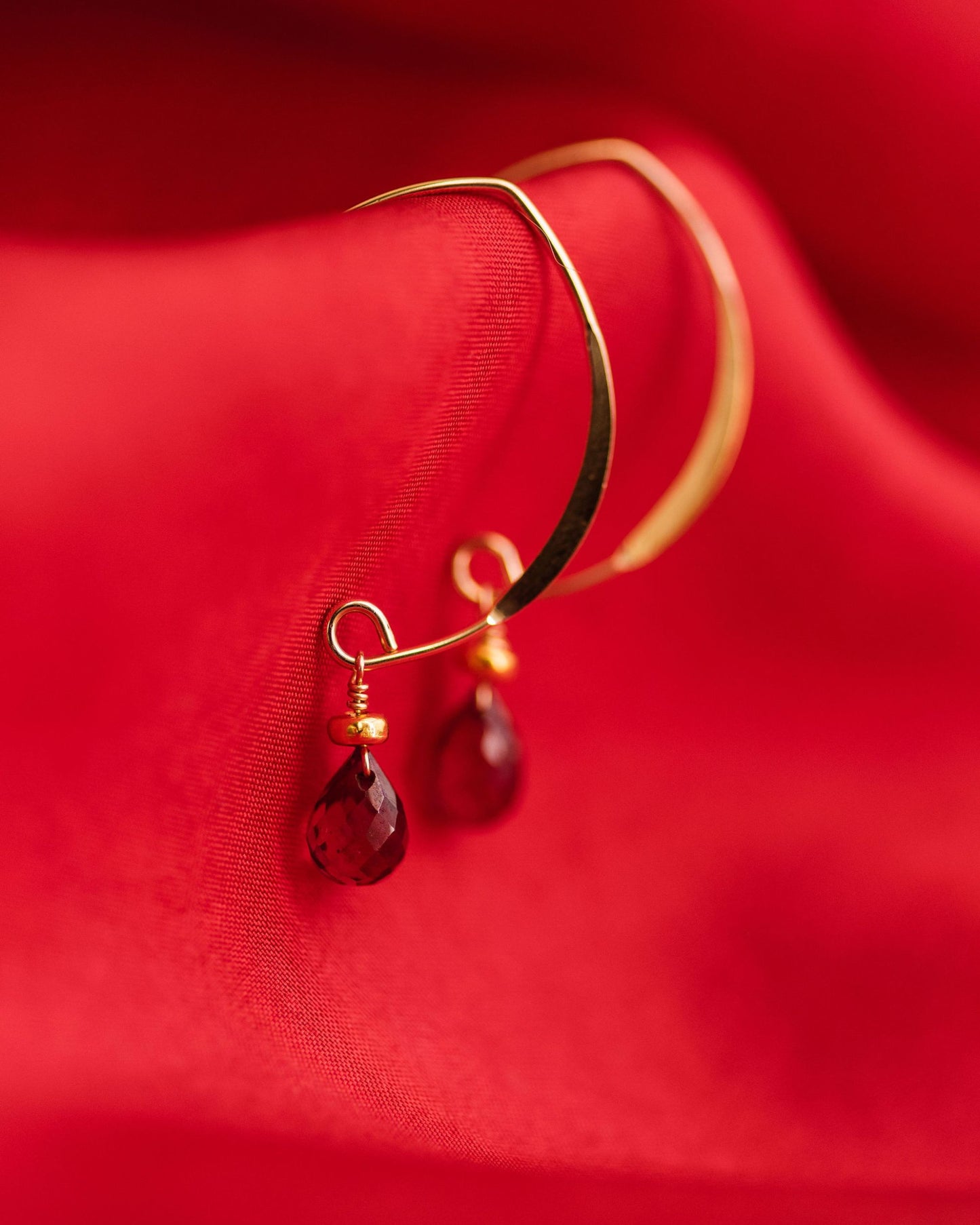 Ruby Crescent Drop Earrings
