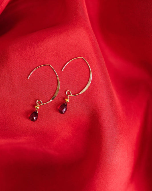 Ruby Crescent Drop Earrings