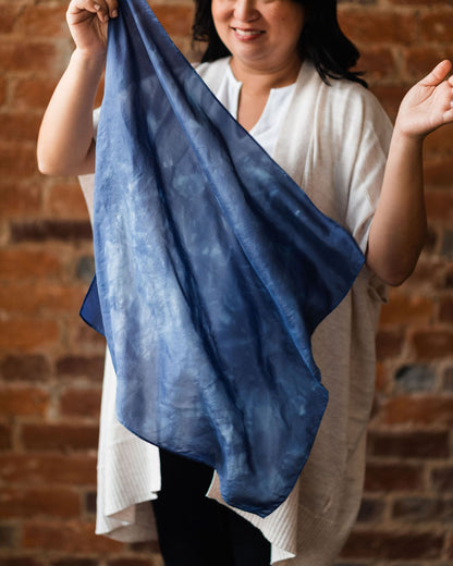 Midnight Silk Scarf – Hand-Dyed Habotai Silk