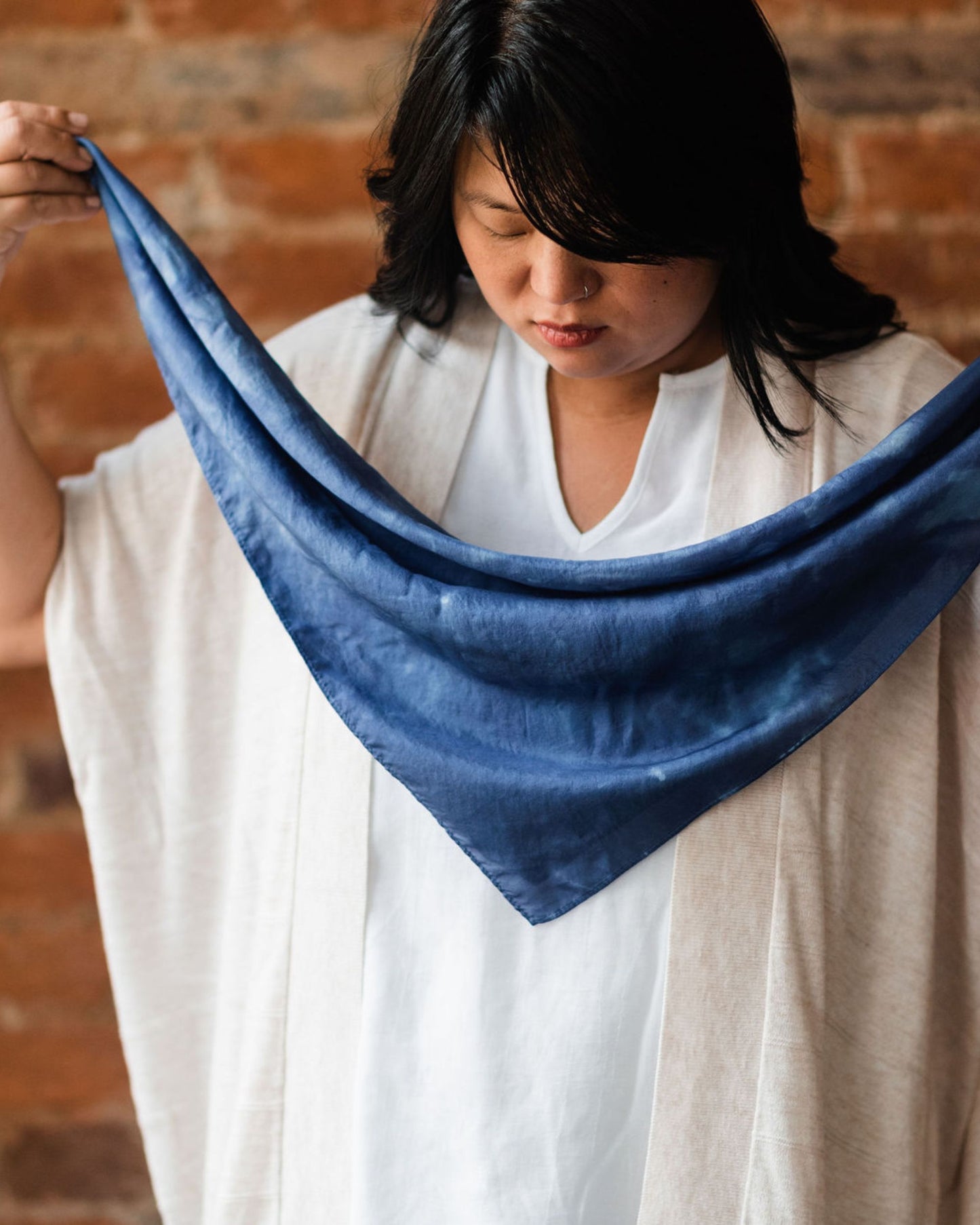 Midnight Silk Scarf – Hand-Dyed Habotai Silk
