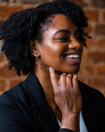Ruby Crescent Drop Earrings