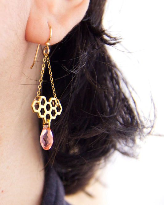 Honeycomb Chandelier Earrings