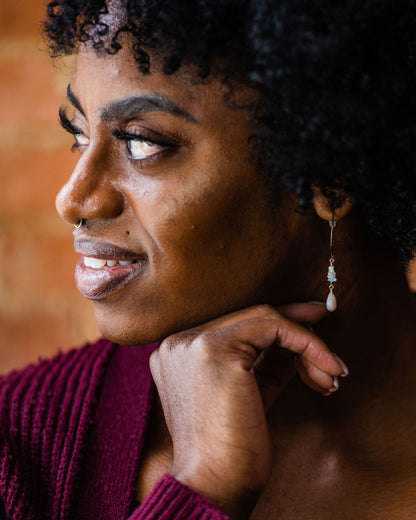 Opal Line Drop Earrings