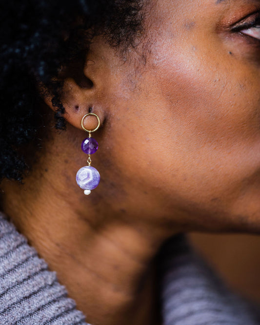 Amethyst Tiered Drop Earrings