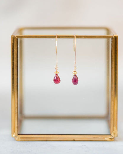 Ruby Crescent Drop Earrings