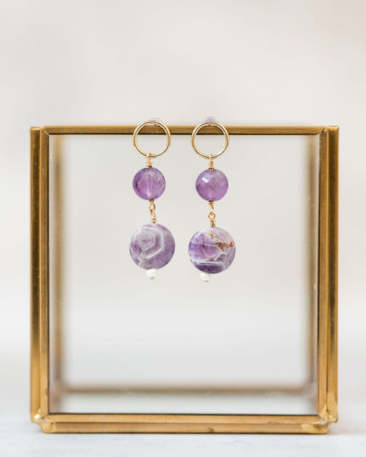 Amethyst Tiered Drop Earrings