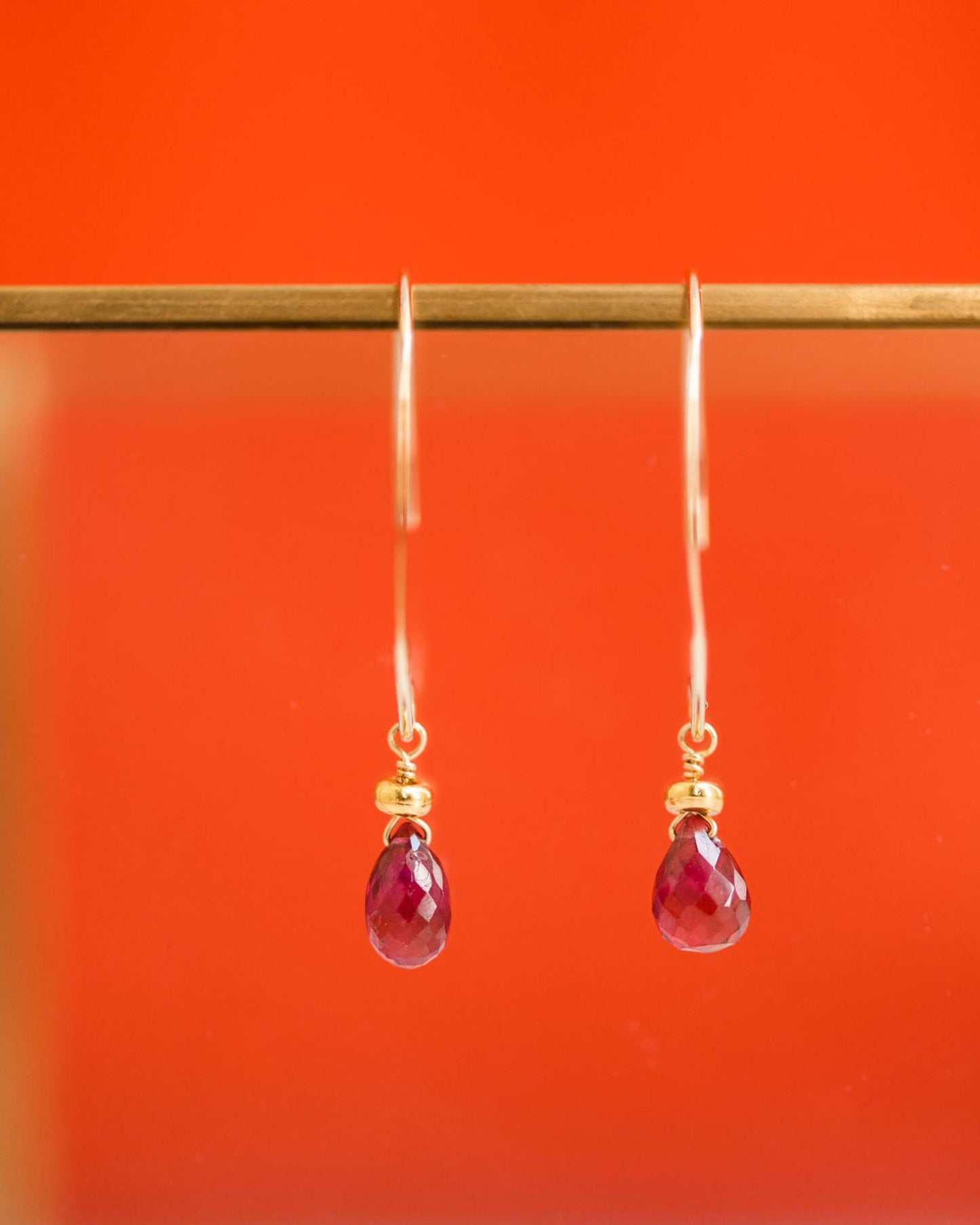 Ruby Crescent Drop Earrings
