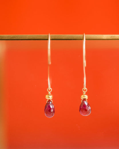 Ruby Crescent Drop Earrings