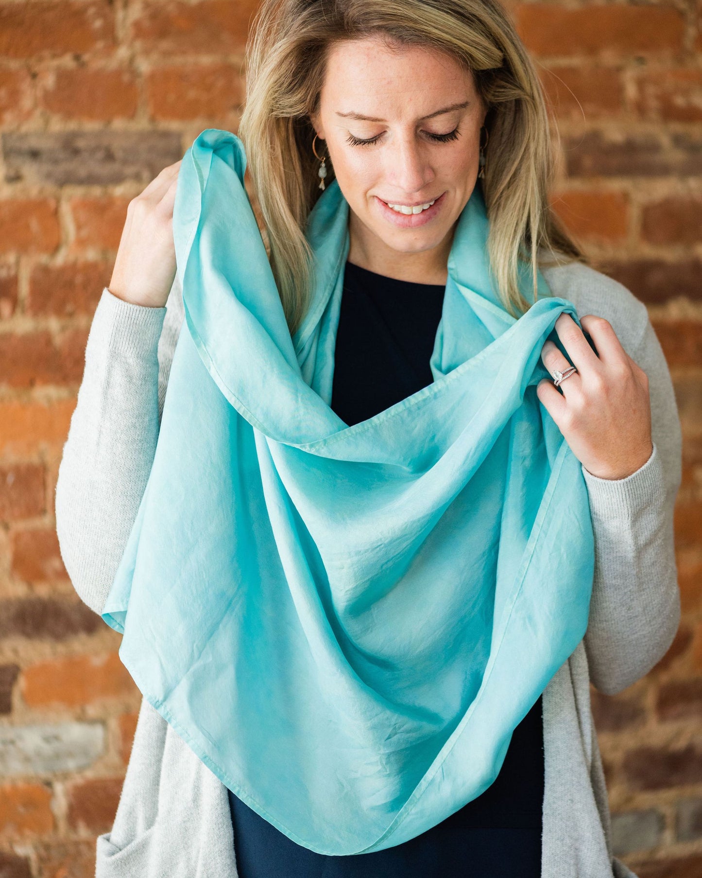 Aqua Silk Scarf – Hand-Dyed Habotai Silk