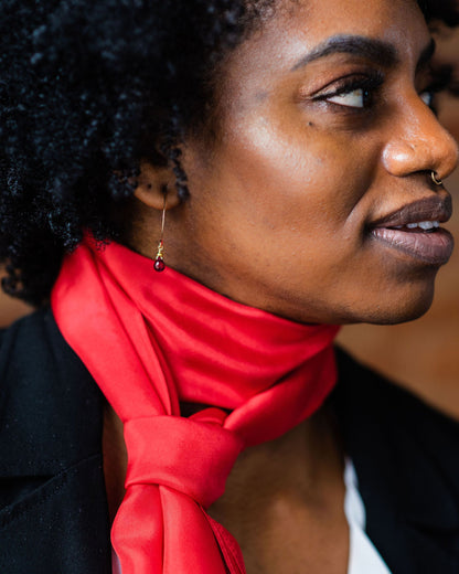 Ruby Crescent Drop Earrings