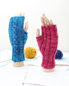 Cable Mitts - Flamingo Pink