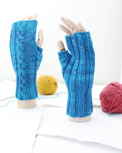Cable Mitts - Baltic Blue
